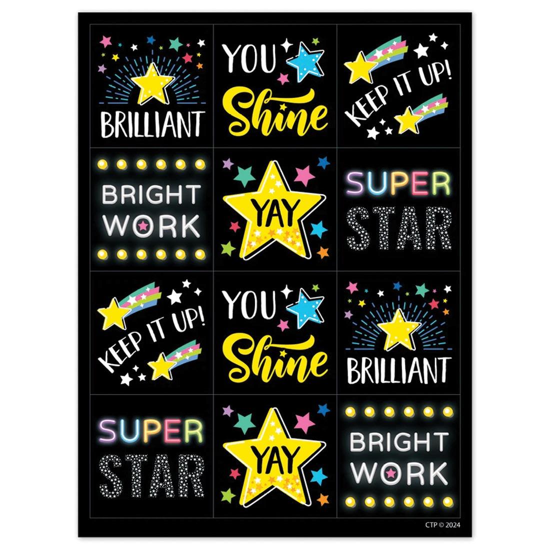 sheet of Reward Stickers from the Star Bright collection by Creative Teaching Press