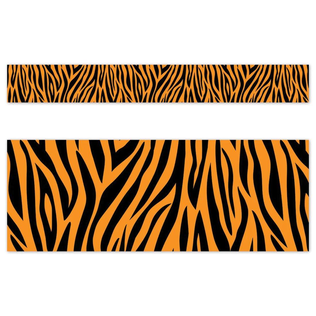 Closeup and full strip of Tiger Stripes EZ Border from the Jungle Friends collection by Creative Teaching Press