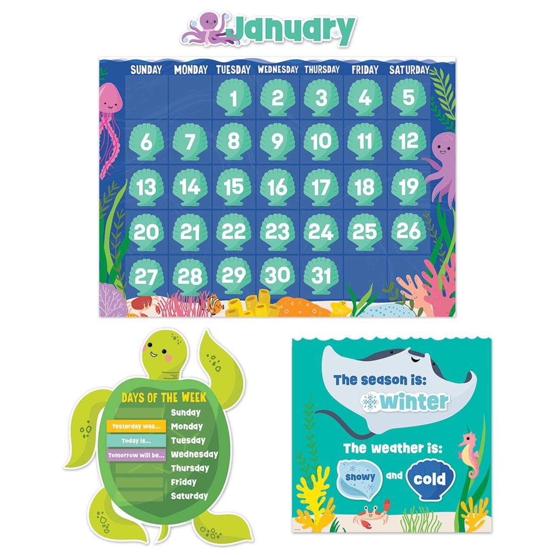 Calendar Bulletin Board Set from the Sea Friends collection by Creative Teaching Press