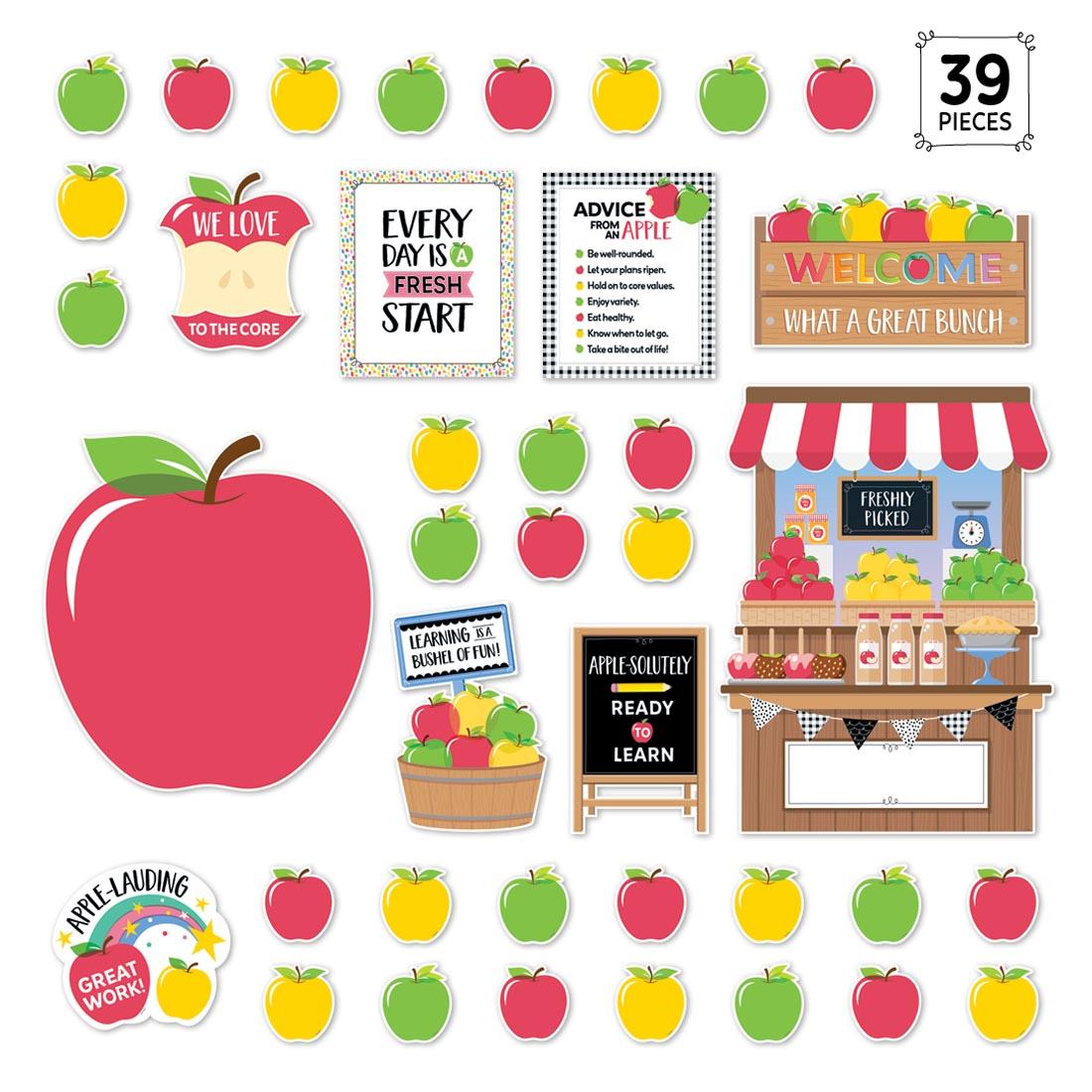 entire Bulletin Board Set from the Apple Time collection by Creative Teaching Press with the label 39 Pieces