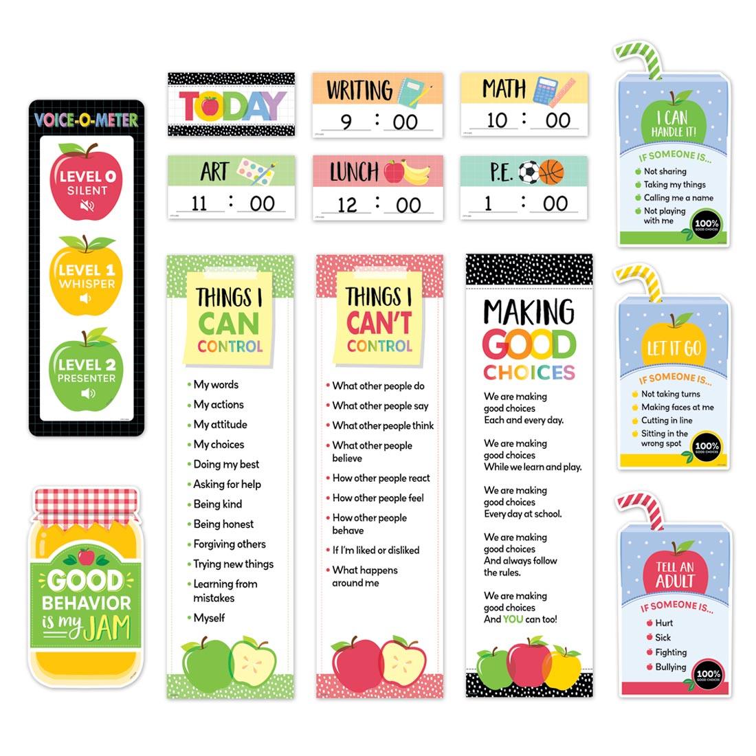 Class Management Mini Bulletin Board Set from the Apple Time collection by Creative Teaching Press shown in use