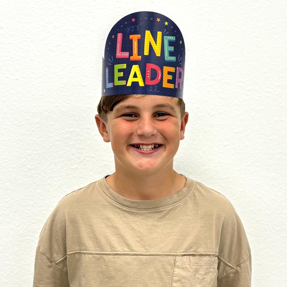 child wearing a Line Leader Crown from the Core Decor collection by Creative Teaching Press