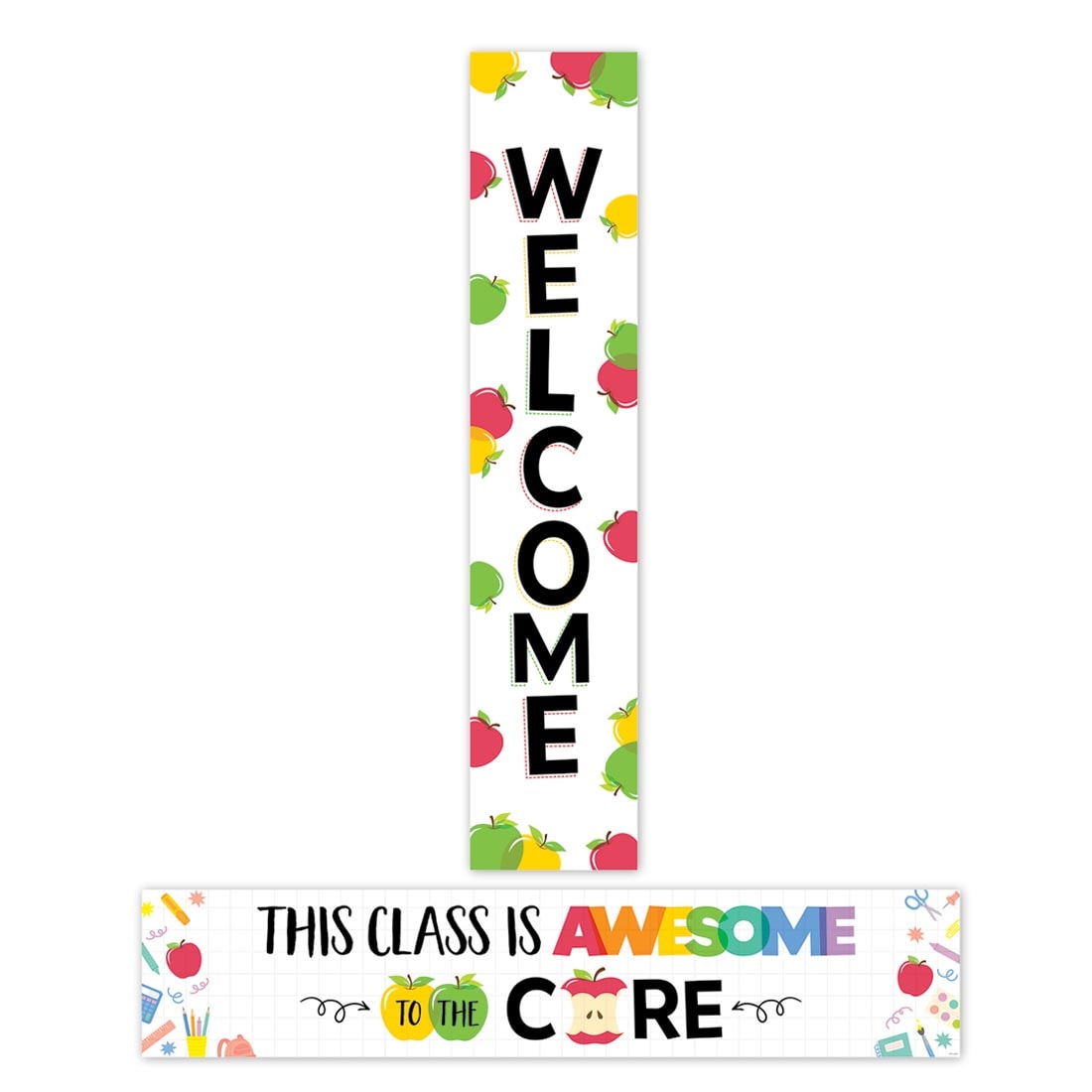 both sides of the Welcome Banner from the Apple Time collection by Creative Teaching Press