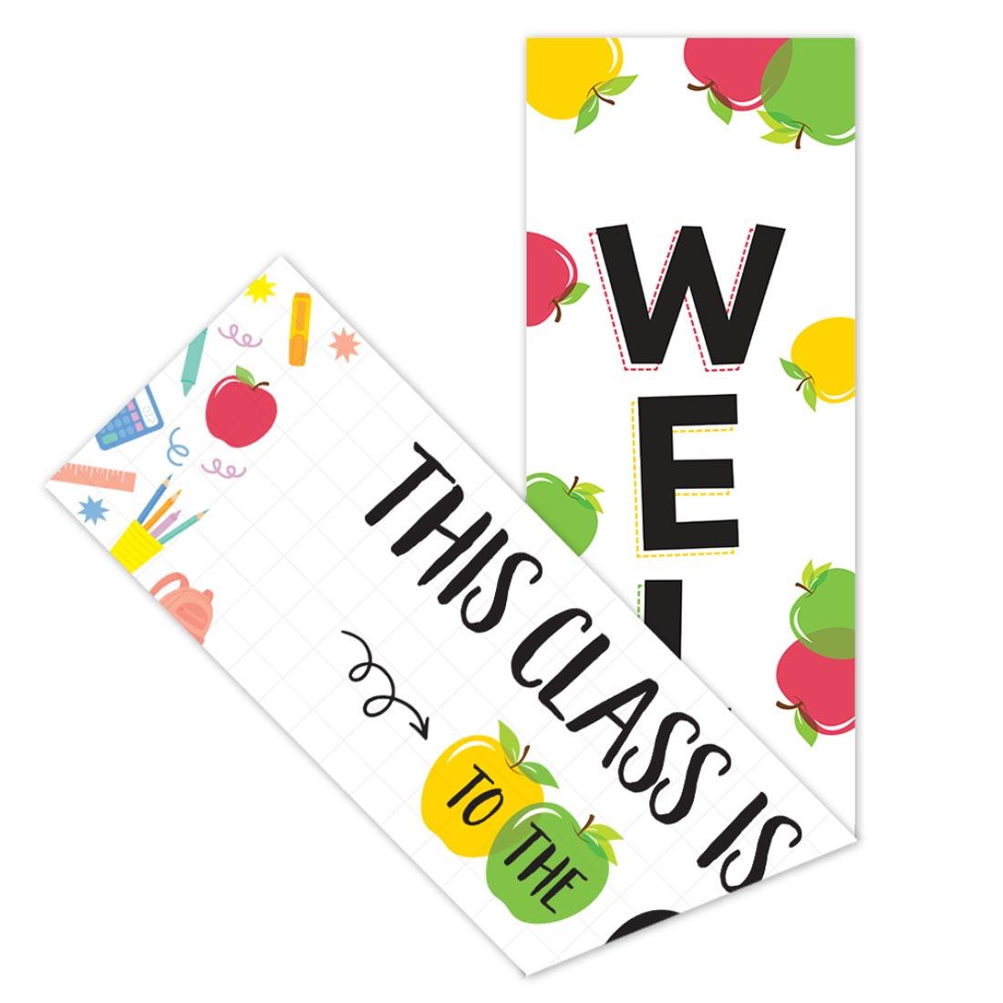Welcome Banner from the Apple Time collection by Creative Teaching Press folded over to show both sides