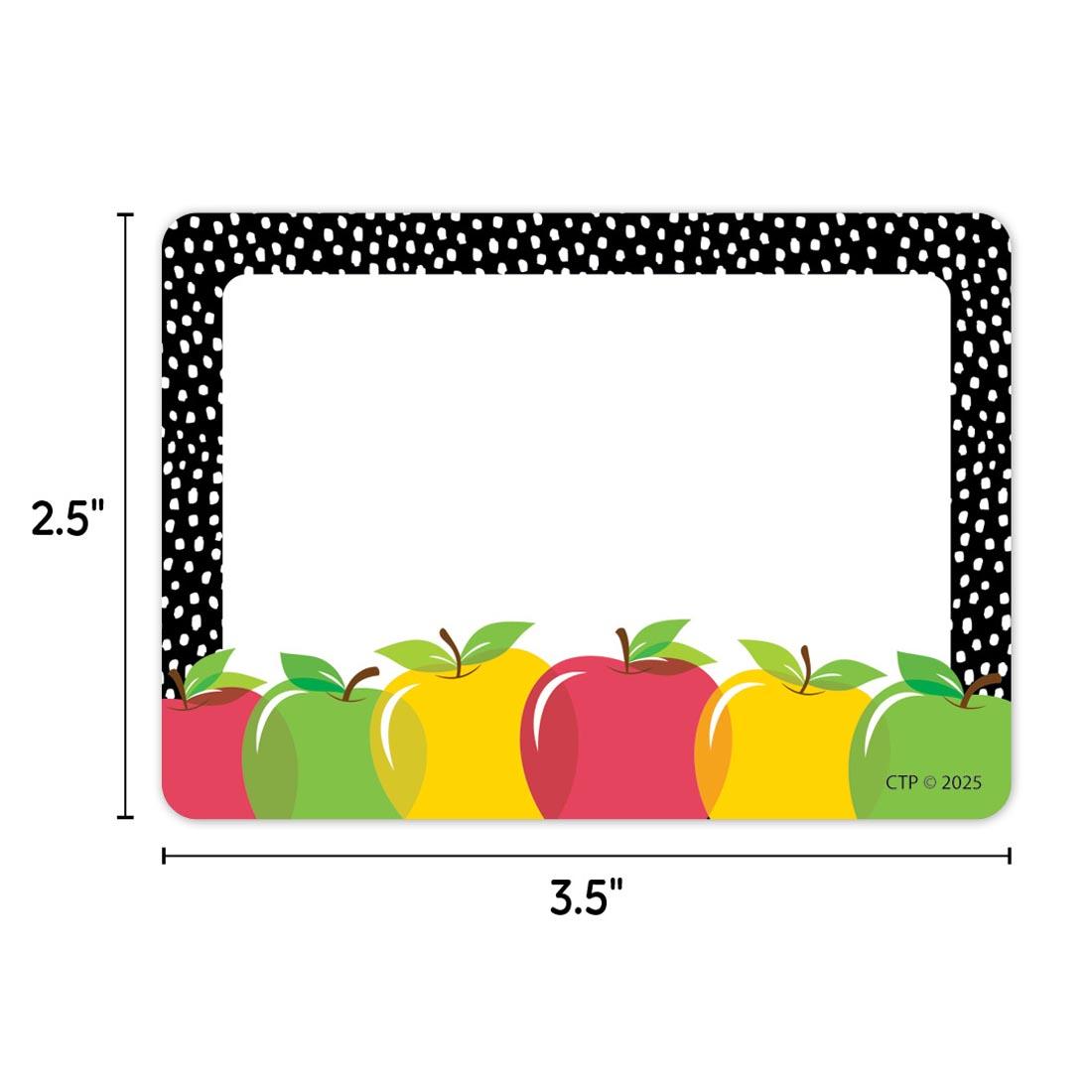 Label from the Apple Time collection by Creative Teaching Press labeled with measurements 2.5" and 3.5"
