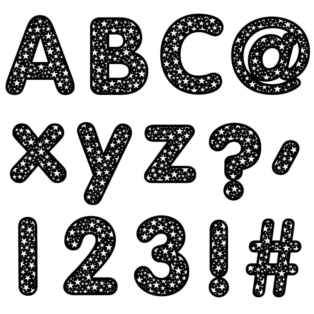 Stars on Black 4" Designer Letters from the Core Decor collection by Creative Teaching Press