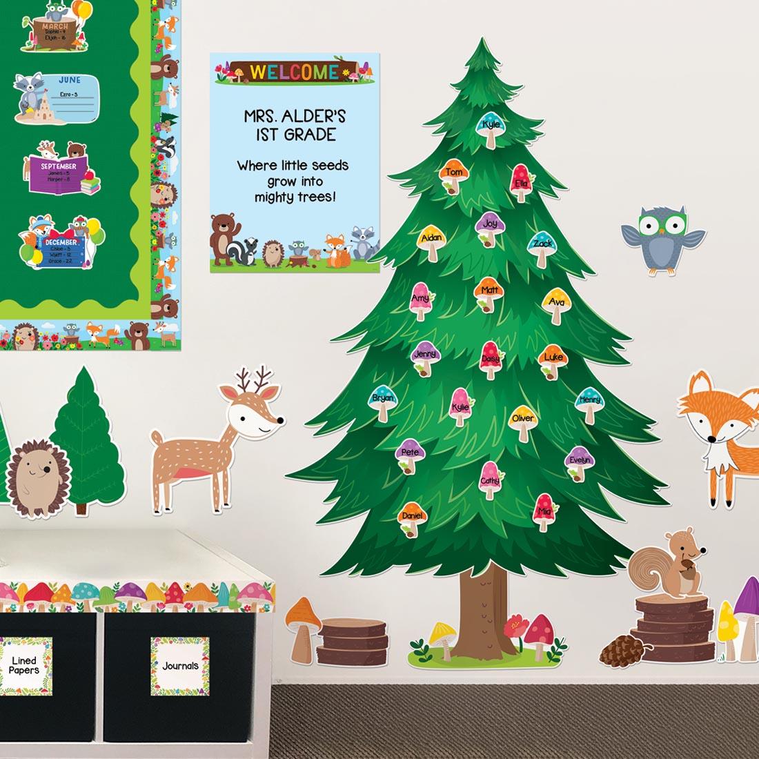 Jumbo Pine Tree Bulletin Board Set from the Woodland Friends collection by Creative Teaching Press in use
