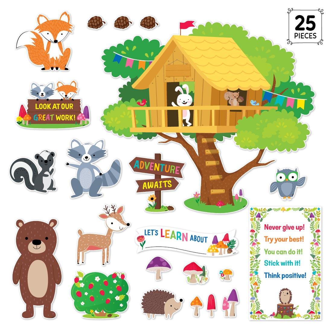 Treehouse Bulletin Board Set from the Woodland Friends collection by Creative Teaching Press plus text 25 Pieces
