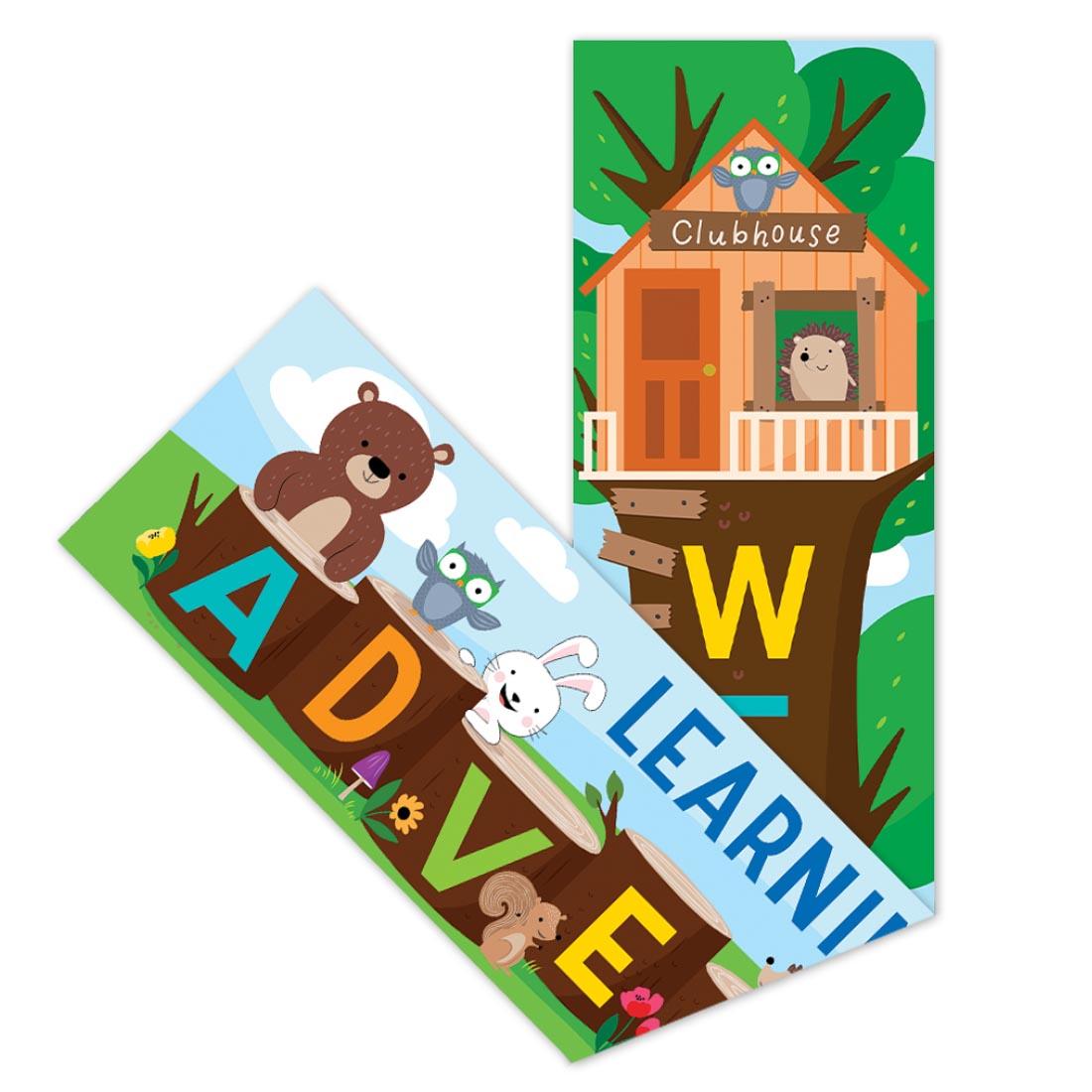 Welcome Banner from the Woodland Friends collection by Creative Teaching Press partially folded to show both sides