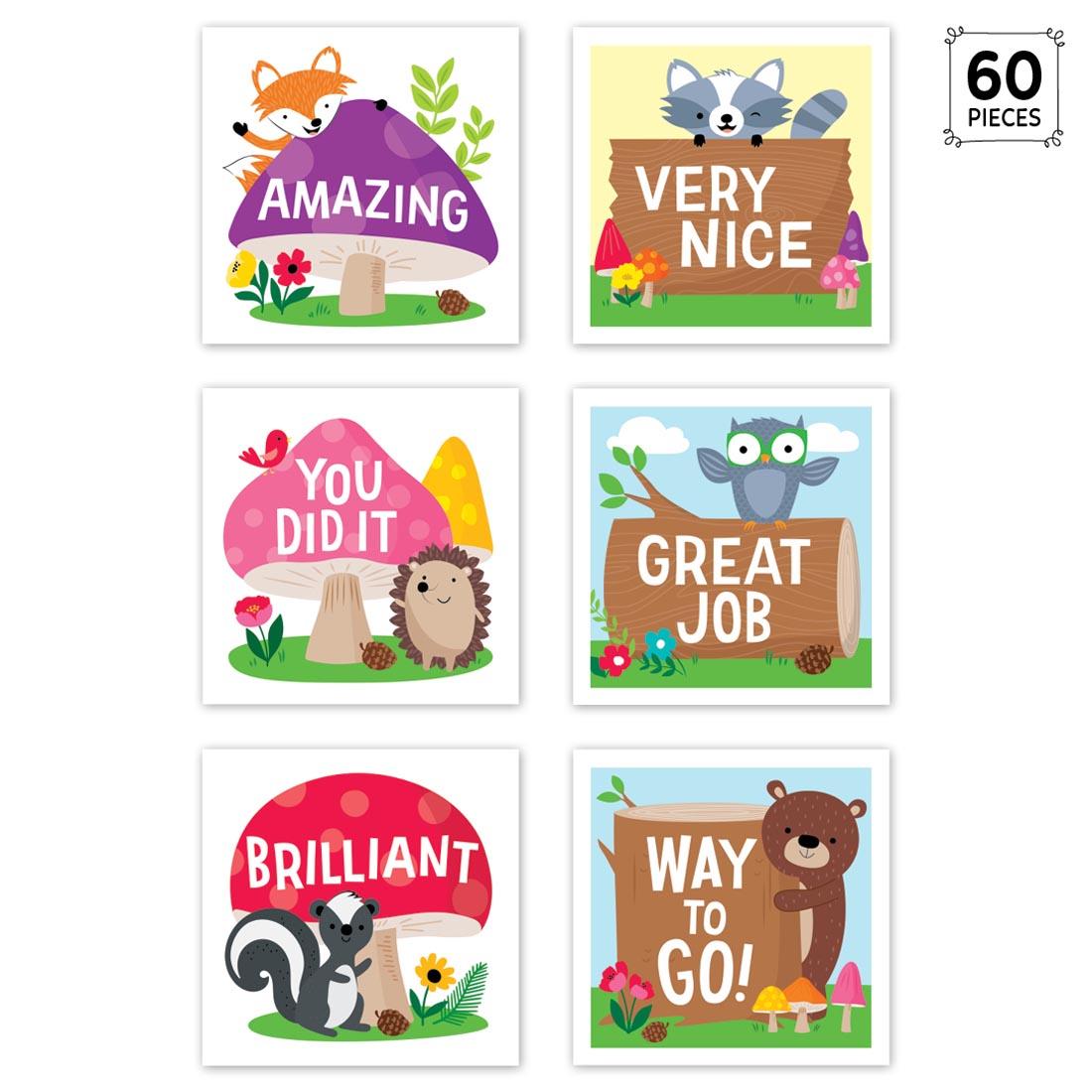 6 Rewards Stickers from the Woodland Friends collection by Creative Teaching Press plus text 60 Pieces