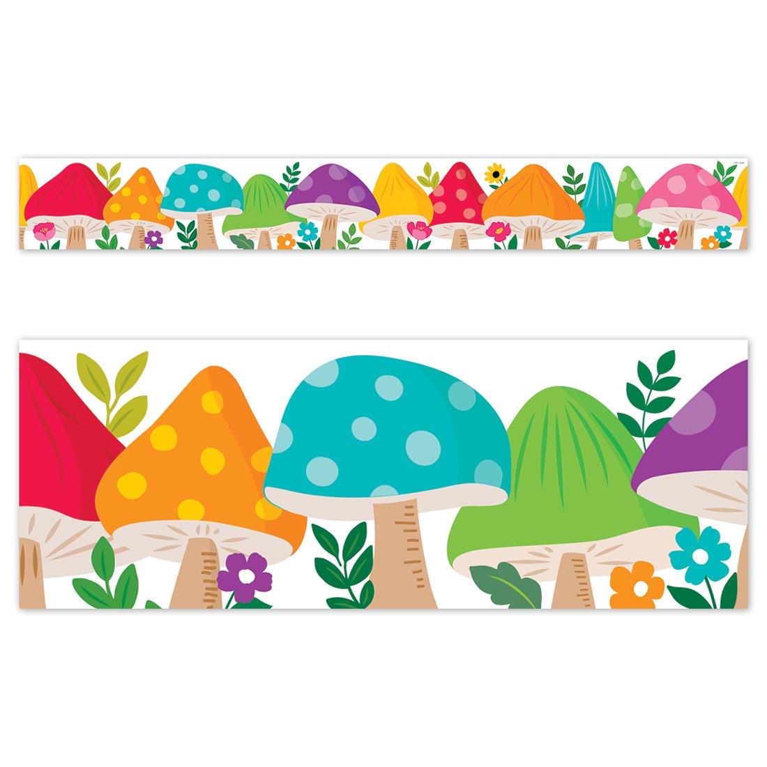 full strip plus a closeup of Jumbo Mushrooms EZ Border from the Woodland Friends collection by Creative Teaching Press