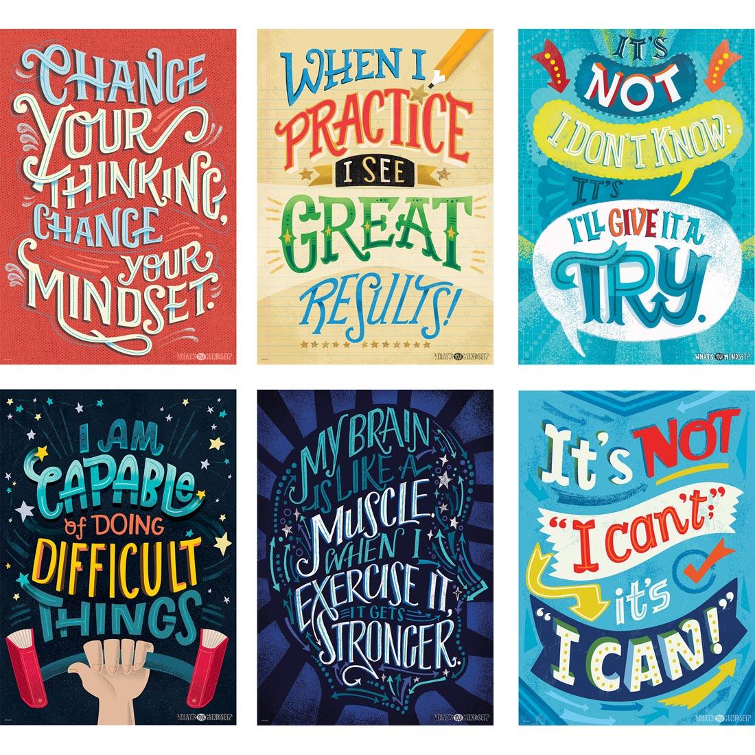 Mindset Poster Pack by Creative Teaching Press includes sayings like It's Not I Don't Know, It's I'll Give It a Try