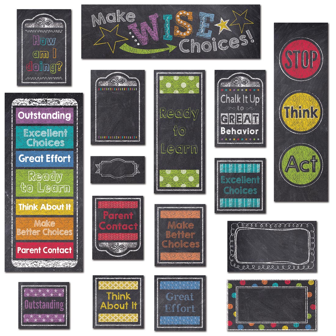 Chalk-Themed Behavior Clip Chart Mini Bulletin Board Set by Creative Teaching Press