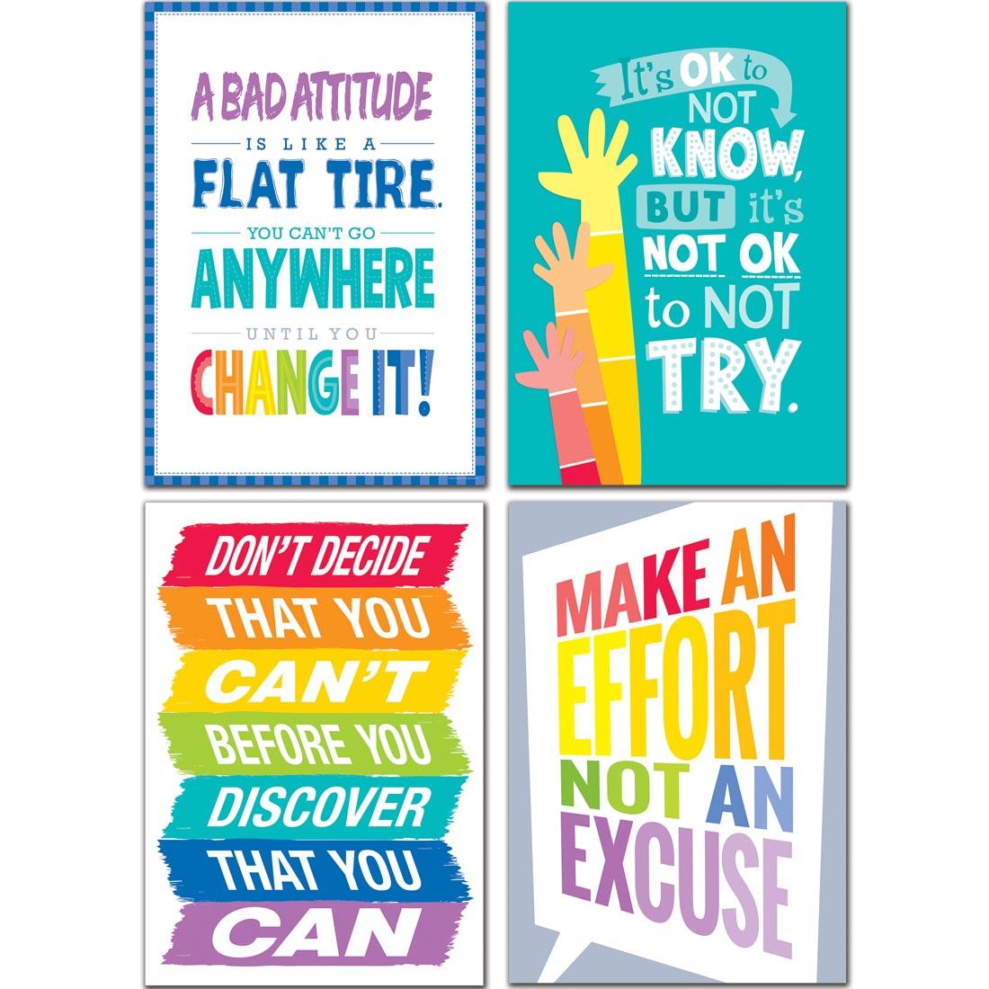 Poster Pack Set from the Painted Palette collection by Creative Teaching Press includes sayings like Make an Effort Not an Excuse
