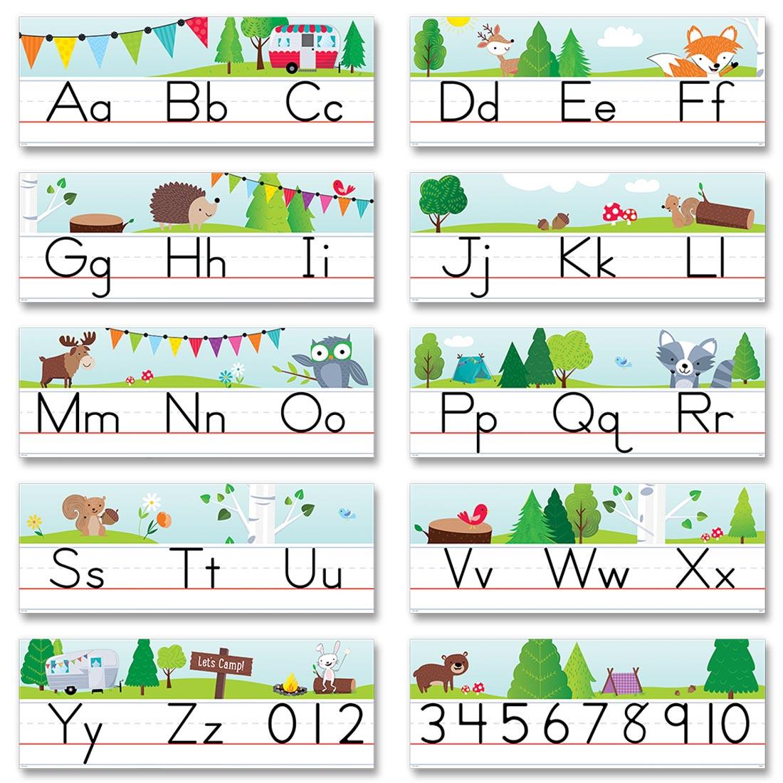 Woodland Friends Traditional Manuscript Alphabet Line Bulletin Board Set by Creative Teaching Press