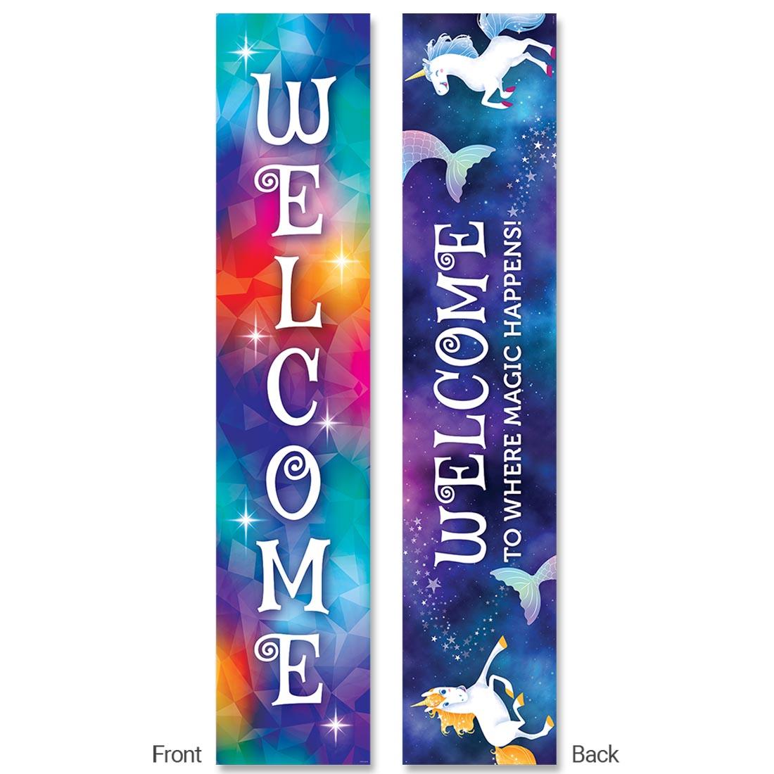 Both Front and Back Sides of the Welcome Banner from the Mystical Magical collection by Creative Teaching Press