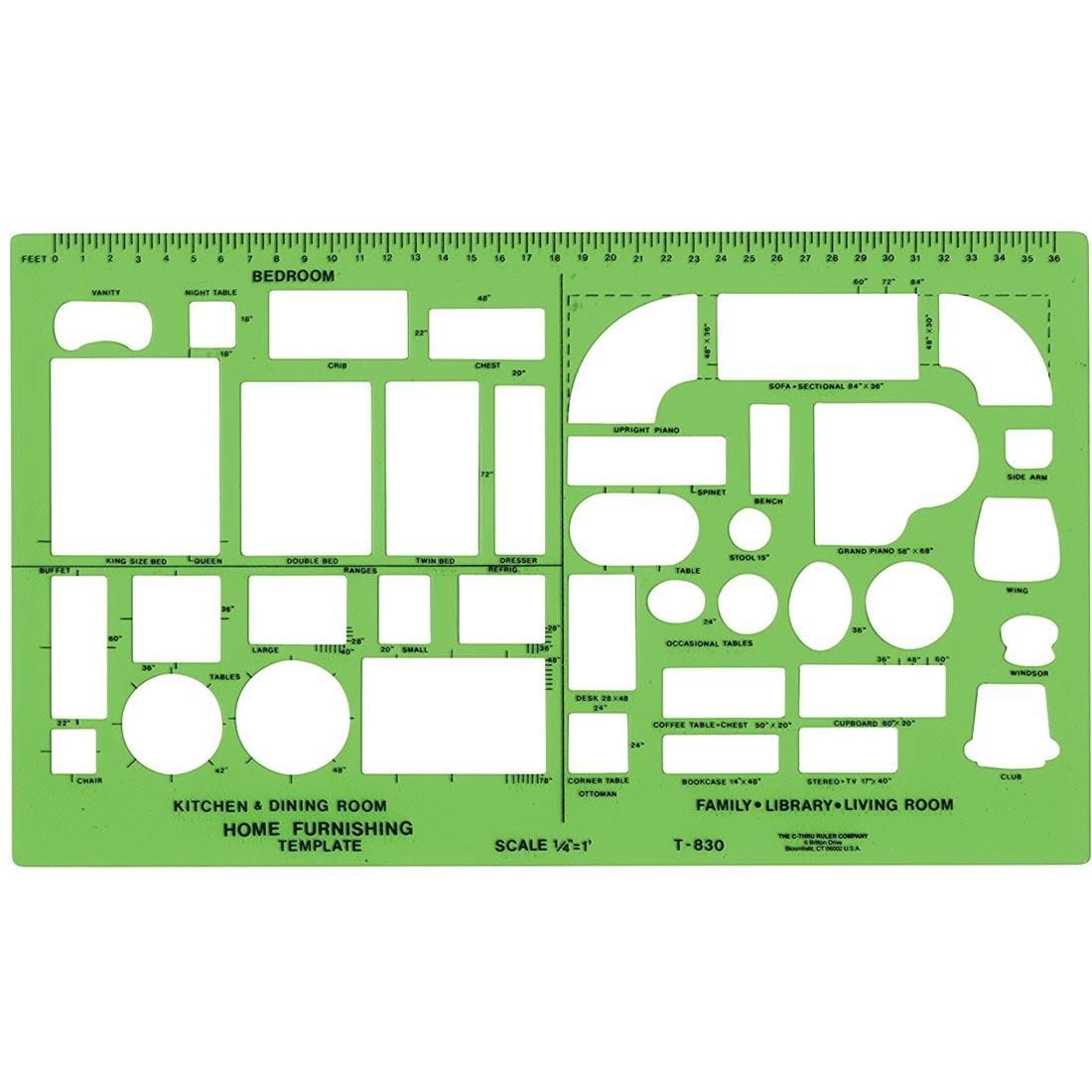 template contains standard living, dining, bedroom and bathroom furnishings