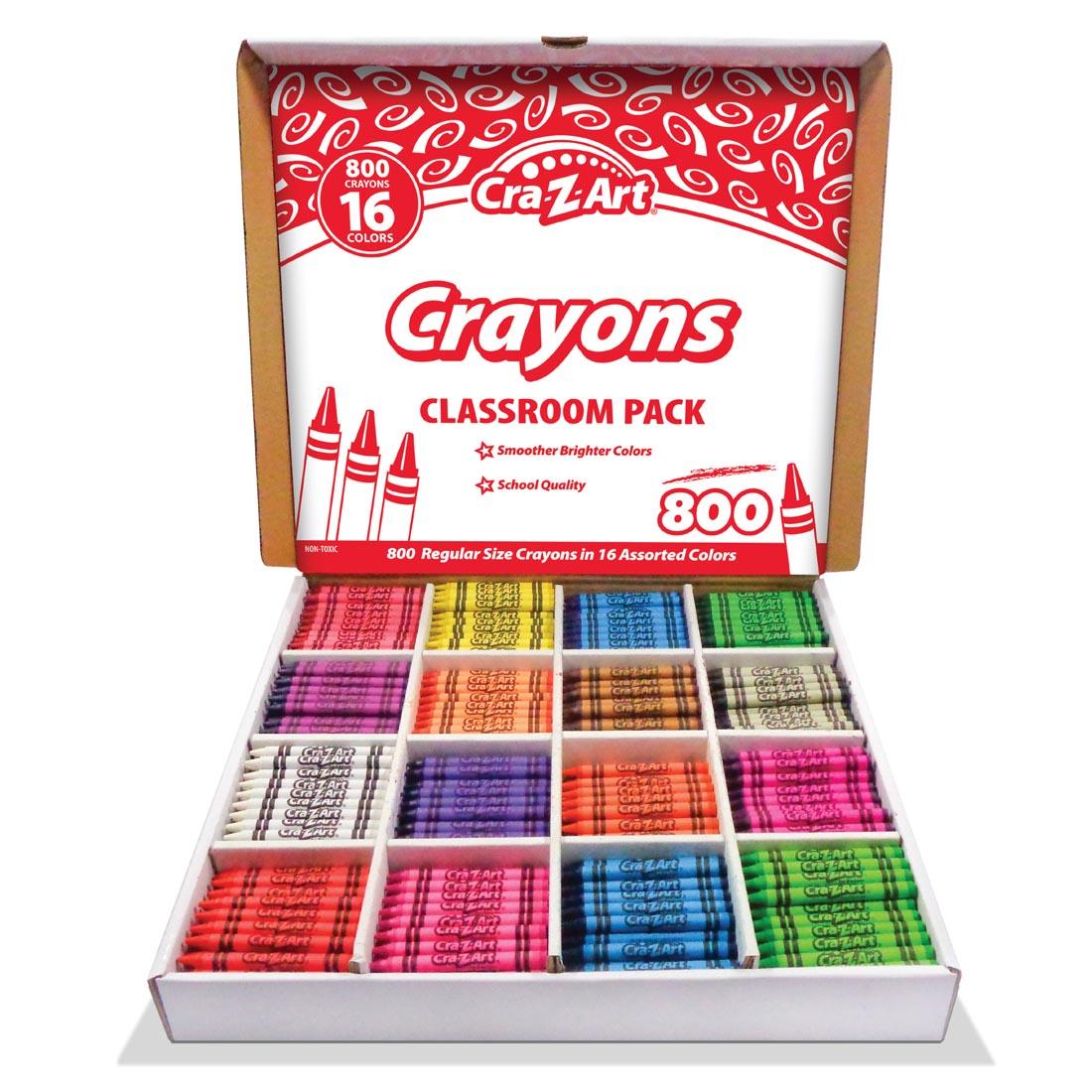 Cra-Z-Art Crayons 800-Count Classroom Pack with lid open