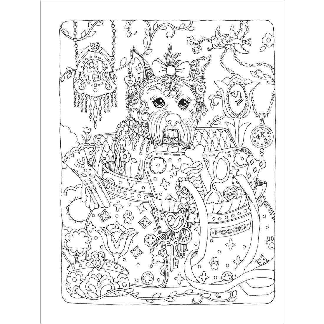page from Dazzling Dogs Creative Haven Coloring Book by Dover