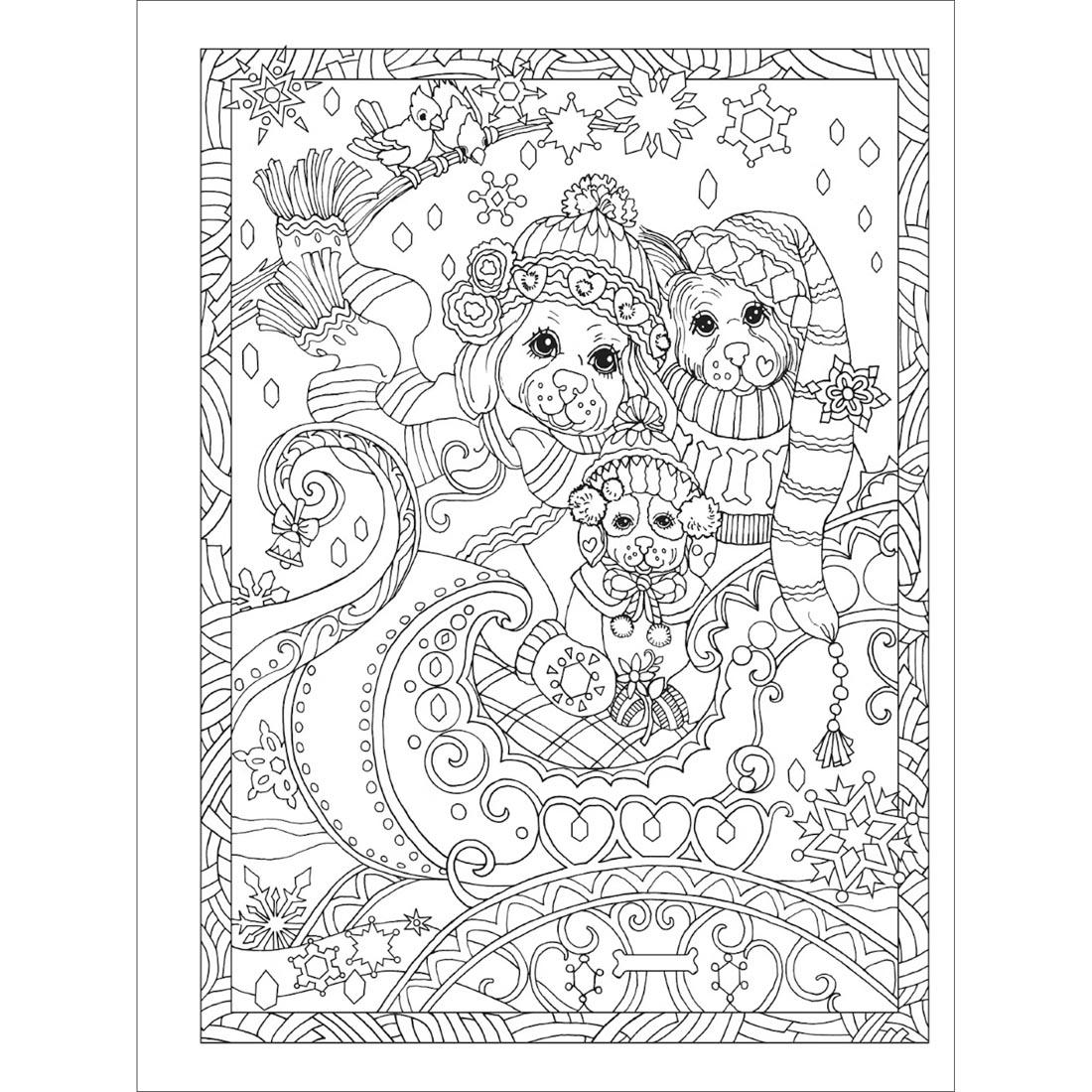 page from Dazzling Dogs Creative Haven Coloring Book by Dover