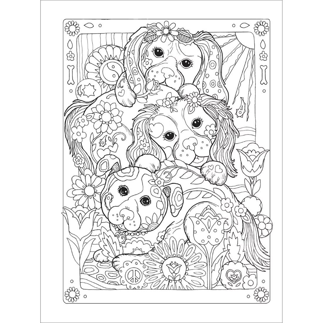 page from Dazzling Dogs Creative Haven Coloring Book by Dover