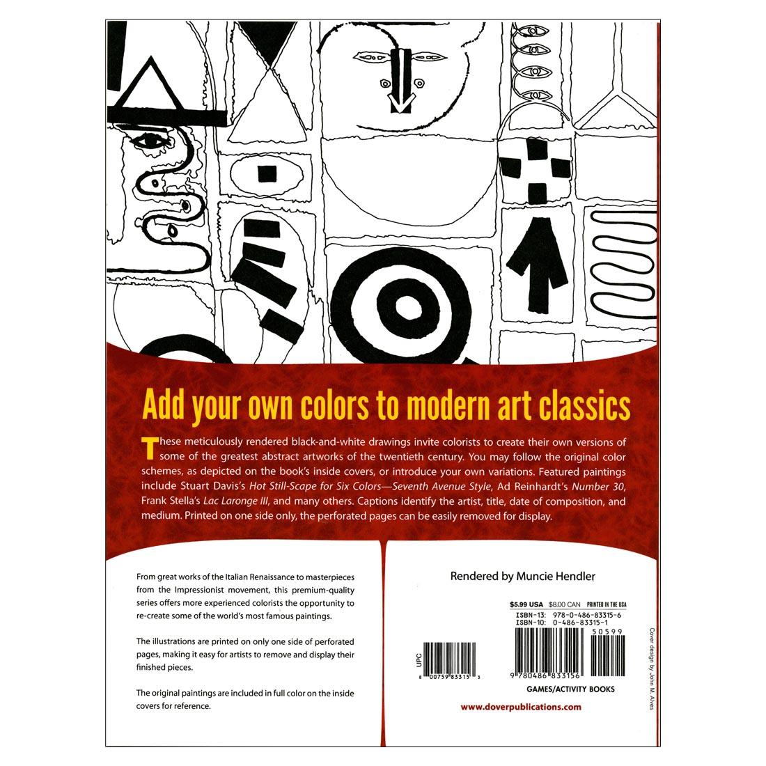 back cover of Dover Masterworks Color Your Own Abstract Art Paintings