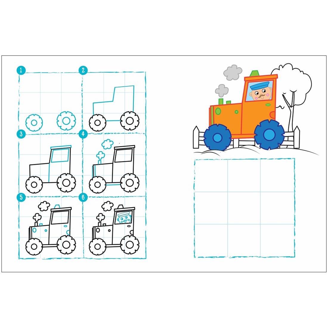 Sample pages from Dover I Can Draw! Farm Fun book