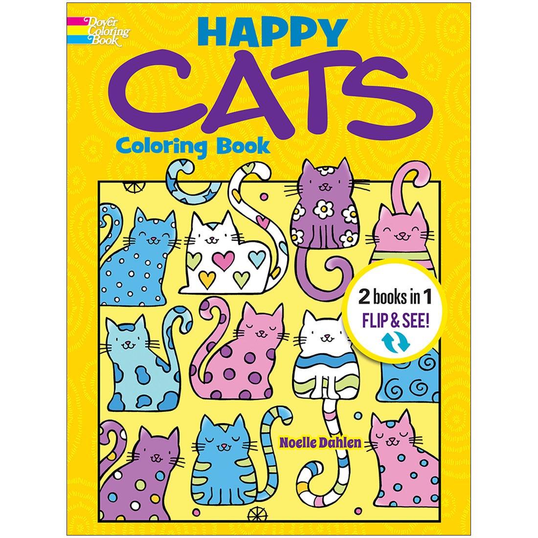 front cover of Dover Happy Cats 2 In 1 Coloring Book
