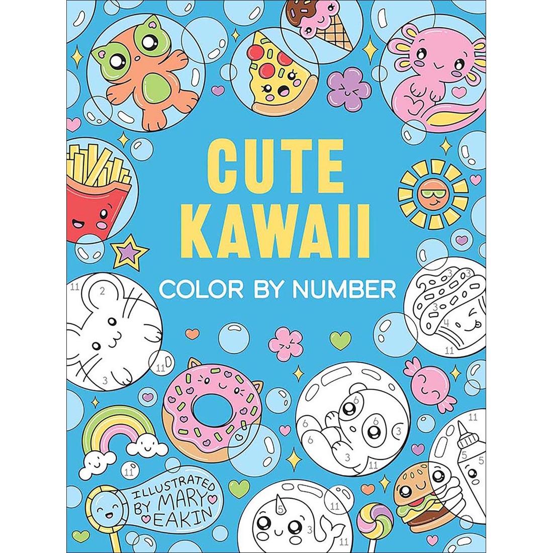 Front cover of Dover Cute Kawaii Color by Number book