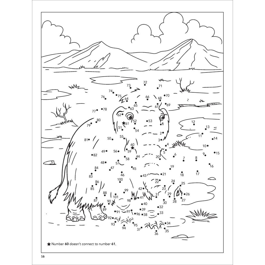 Sample page from Dover Dinosaurs & Prehistoric Animals Dot-To-Dot Fun