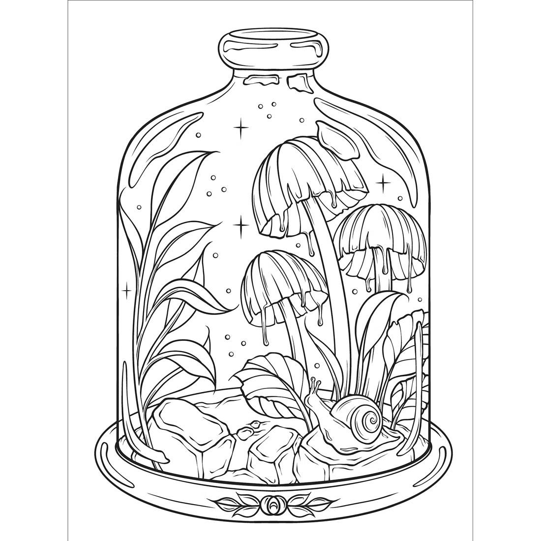 page from The Art Of Mushrooms Creative Haven Coloring Book by Dover
