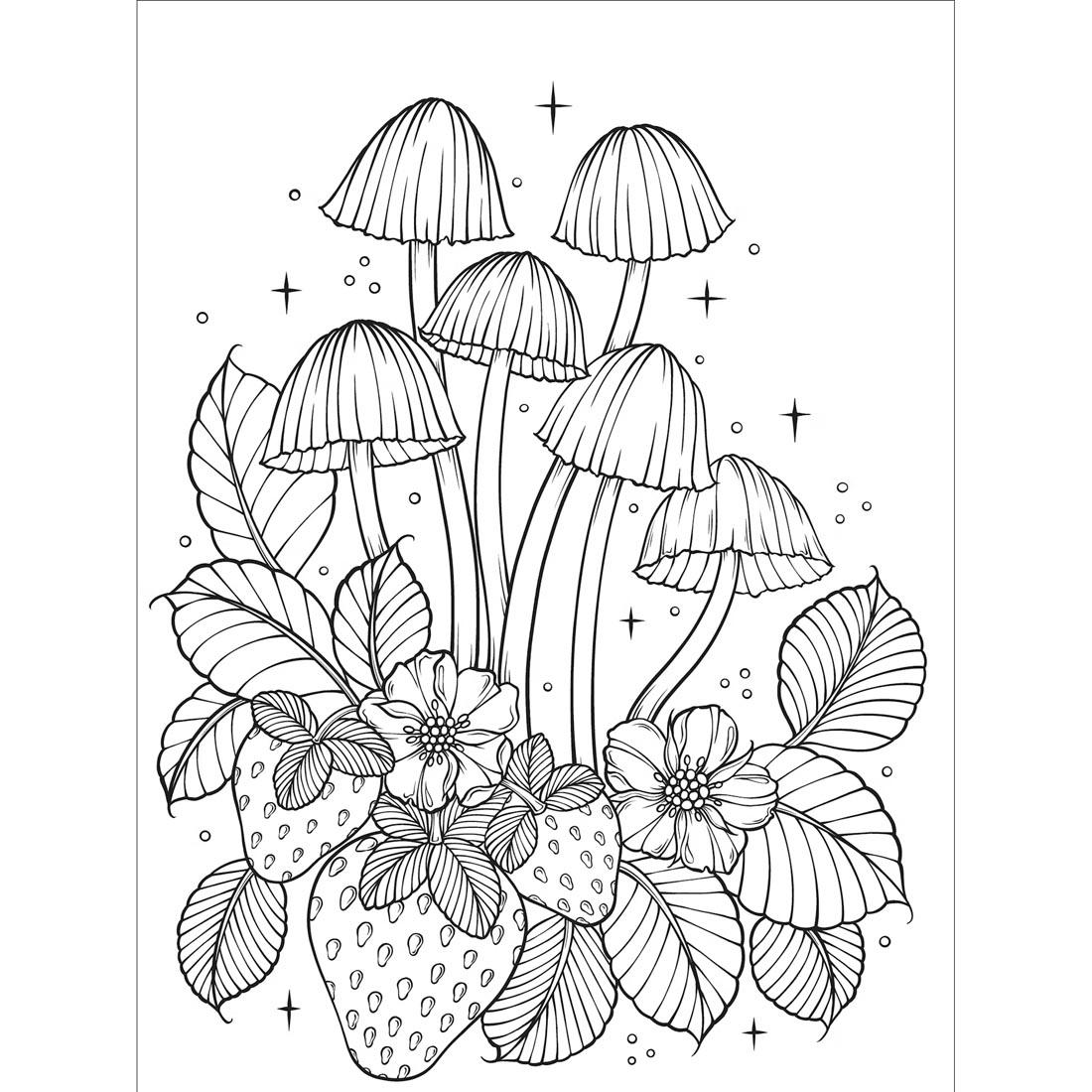 page from The Art Of Mushrooms Creative Haven Coloring Book by Dover