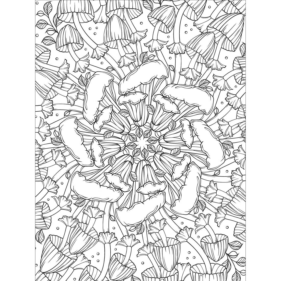 page from The Art Of Mushrooms Creative Haven Coloring Book by Dover