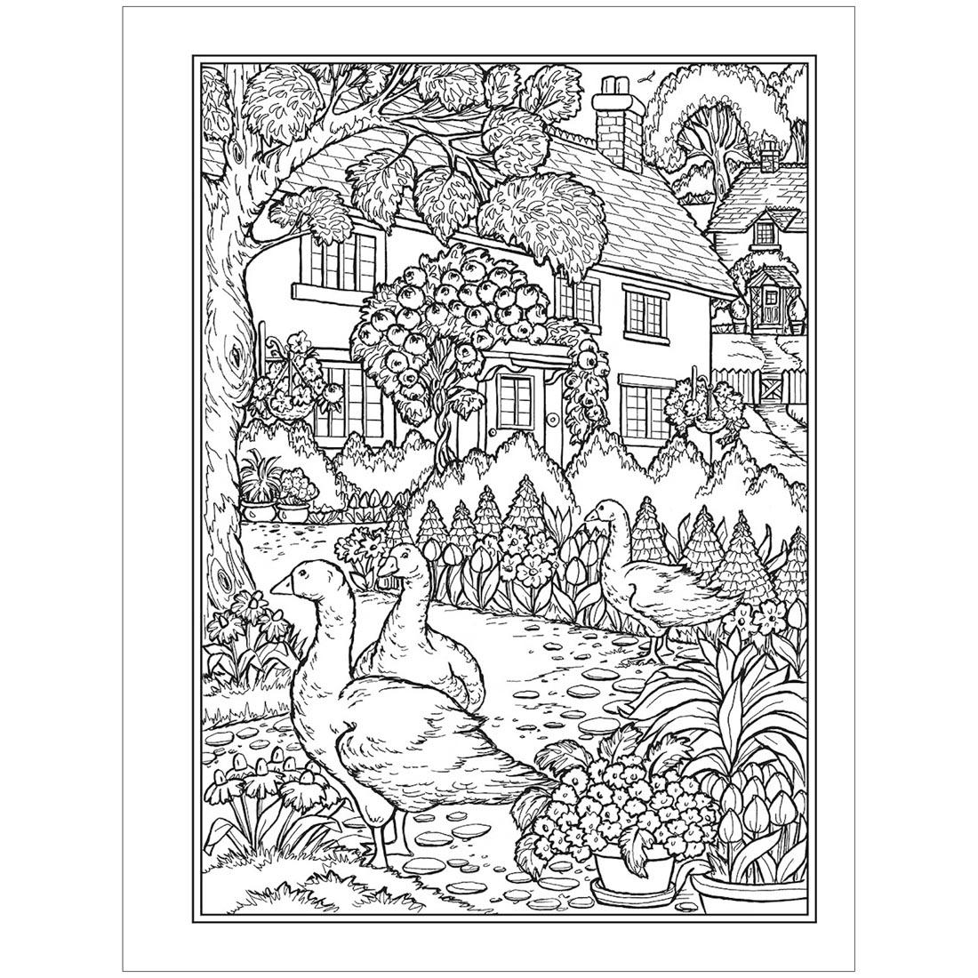 page from Small-Town Charm Creative Haven Coloring Book by Dover