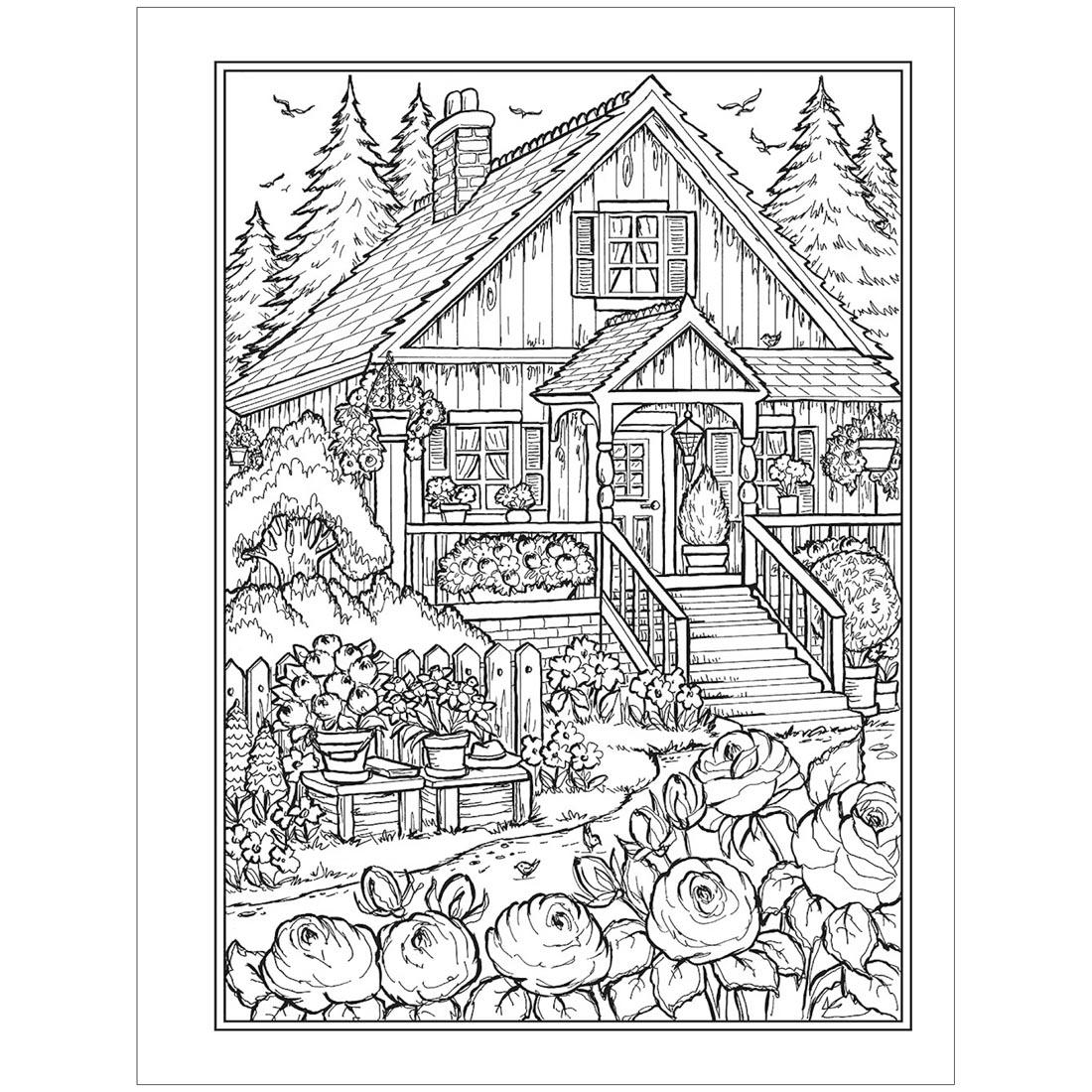 page from Small-Town Charm Creative Haven Coloring Book by Dover