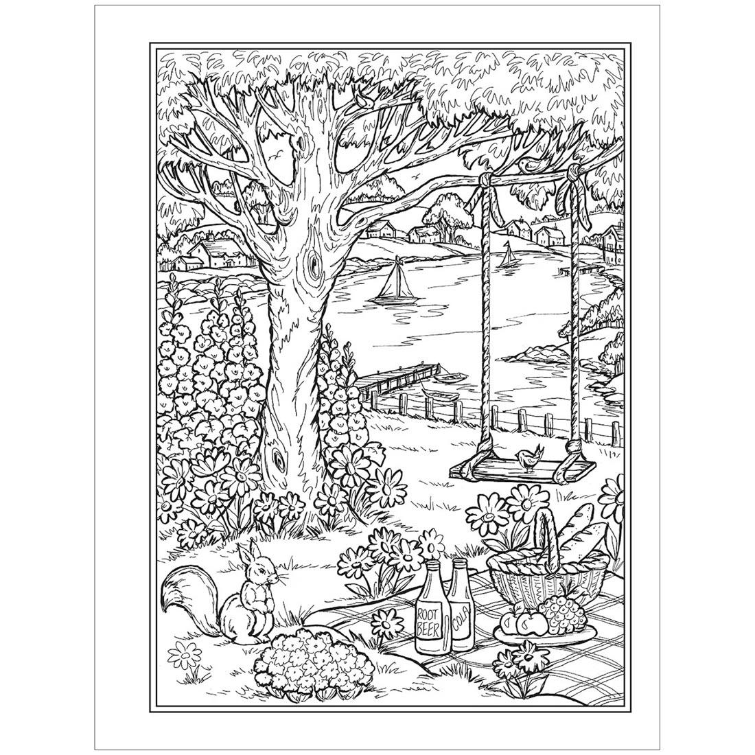 page from Small-Town Charm Creative Haven Coloring Book by Dover