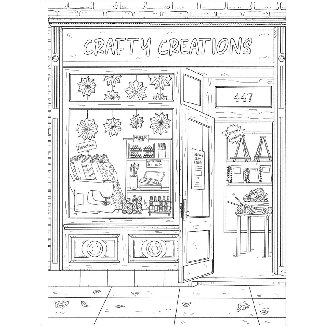 page from Storefronts Creative Haven Coloring Book by Dover