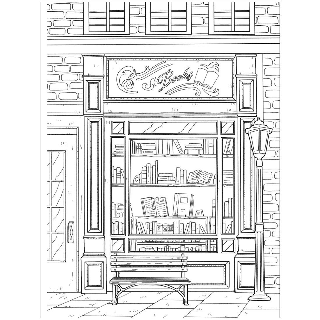 page from Storefronts Creative Haven Coloring Book by Dover