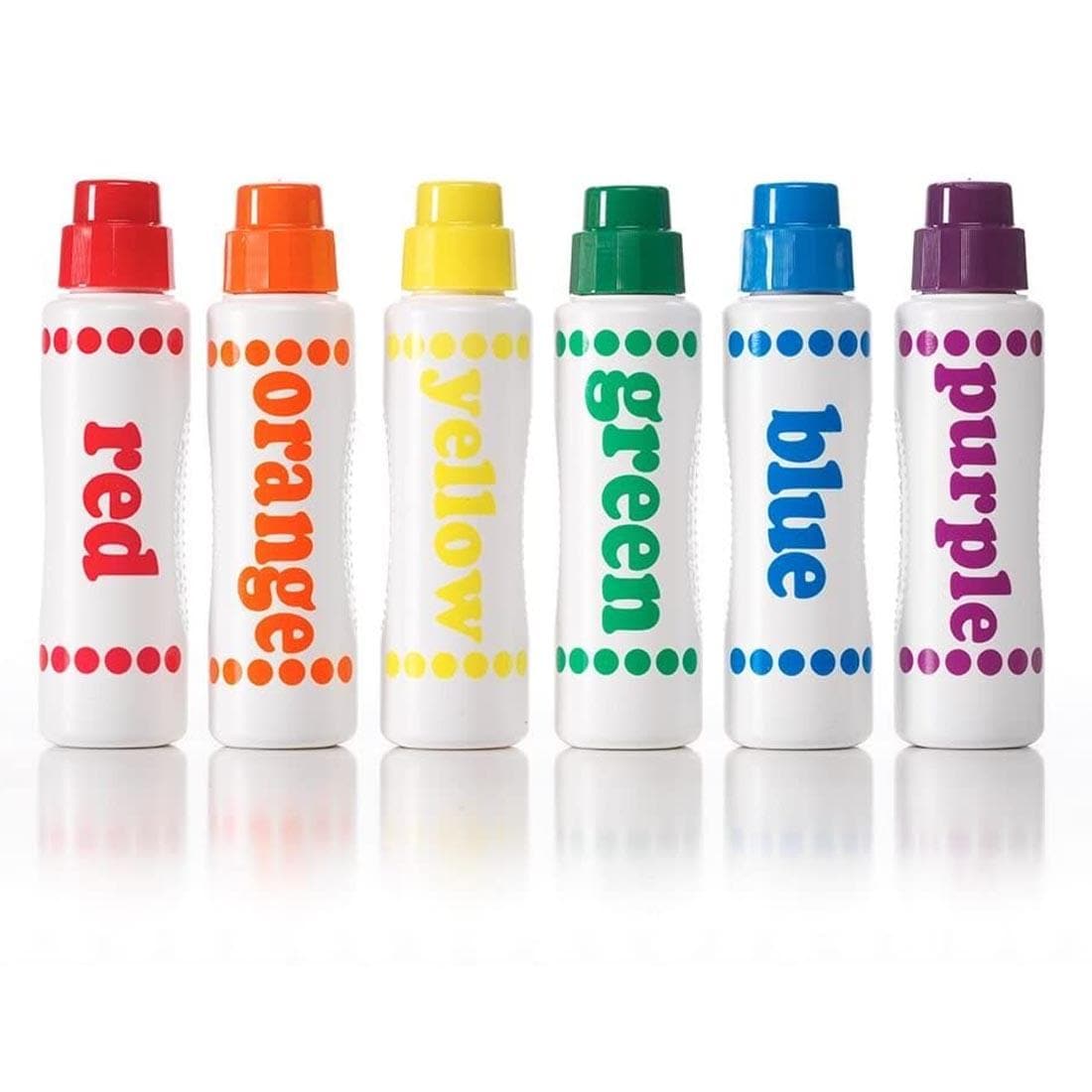 Do-A-Dot Art! Markers Rainbow 6-Color Set with Sponge Tip Applicator, showing red, orange, yellow, green, blue and purple