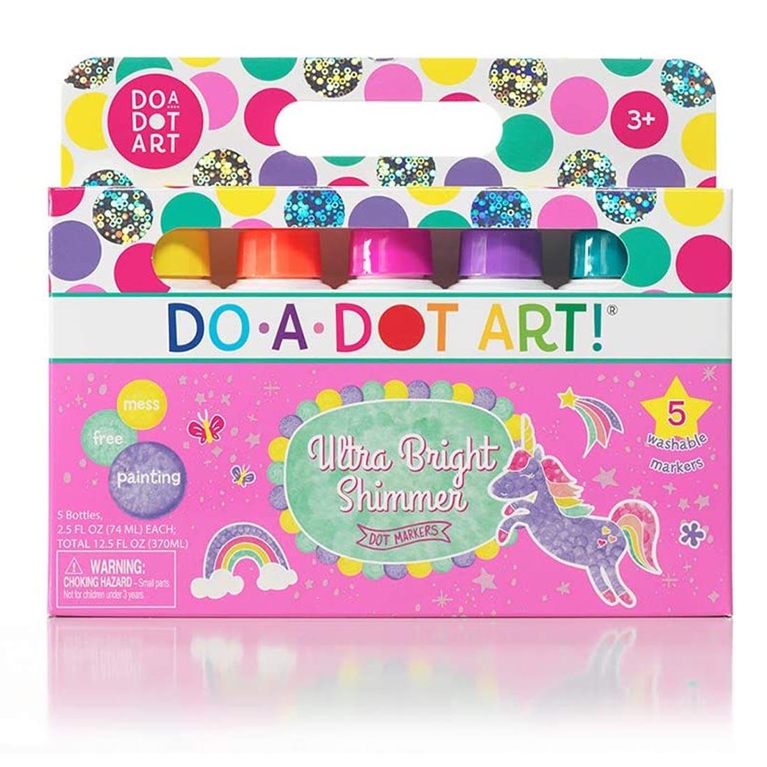 Package of Do-A-Dot Art! Markers Shimmering Colors Set, featuring Sponge Tip Applicator