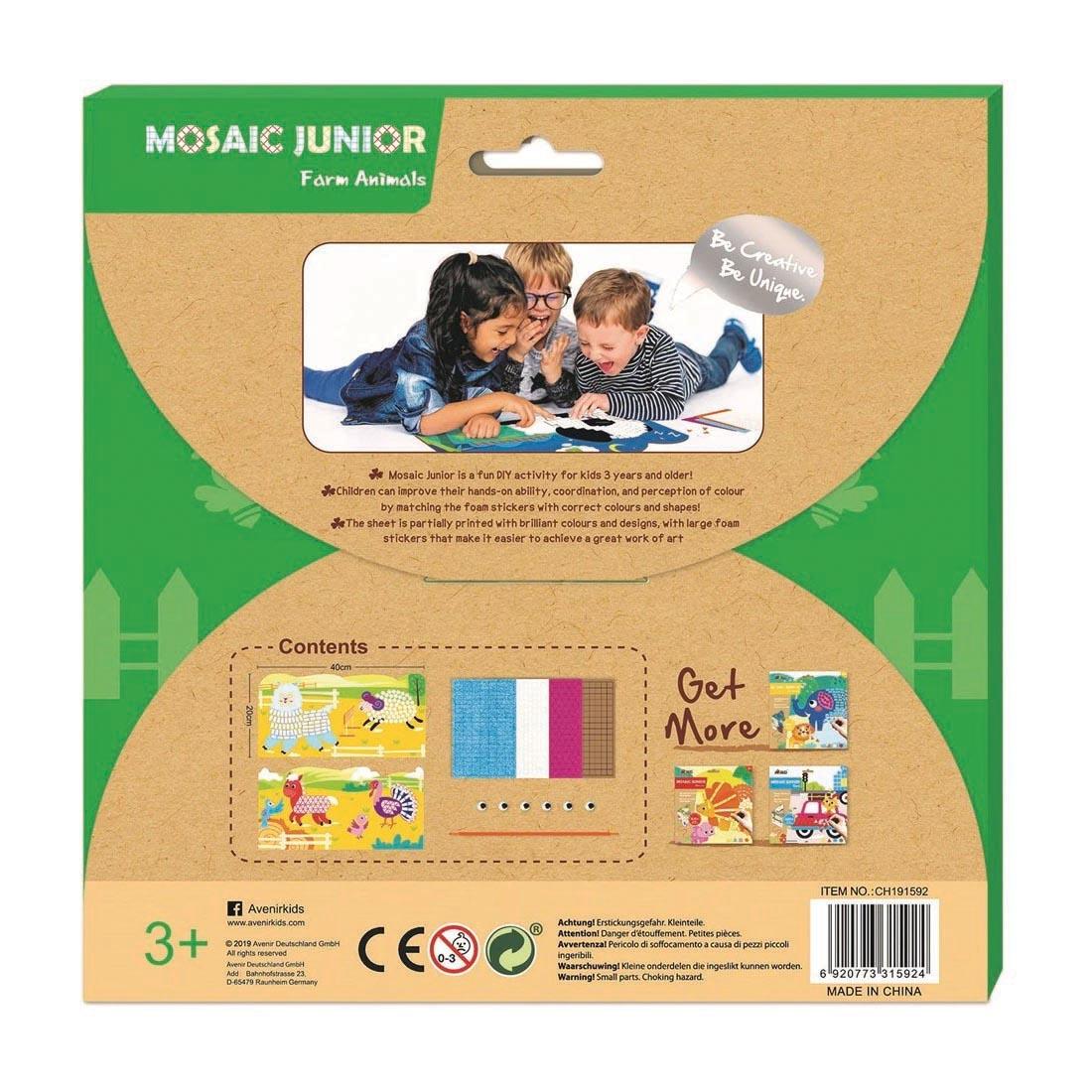 Back package of Mosaic Junior Farm Animals by Avenir