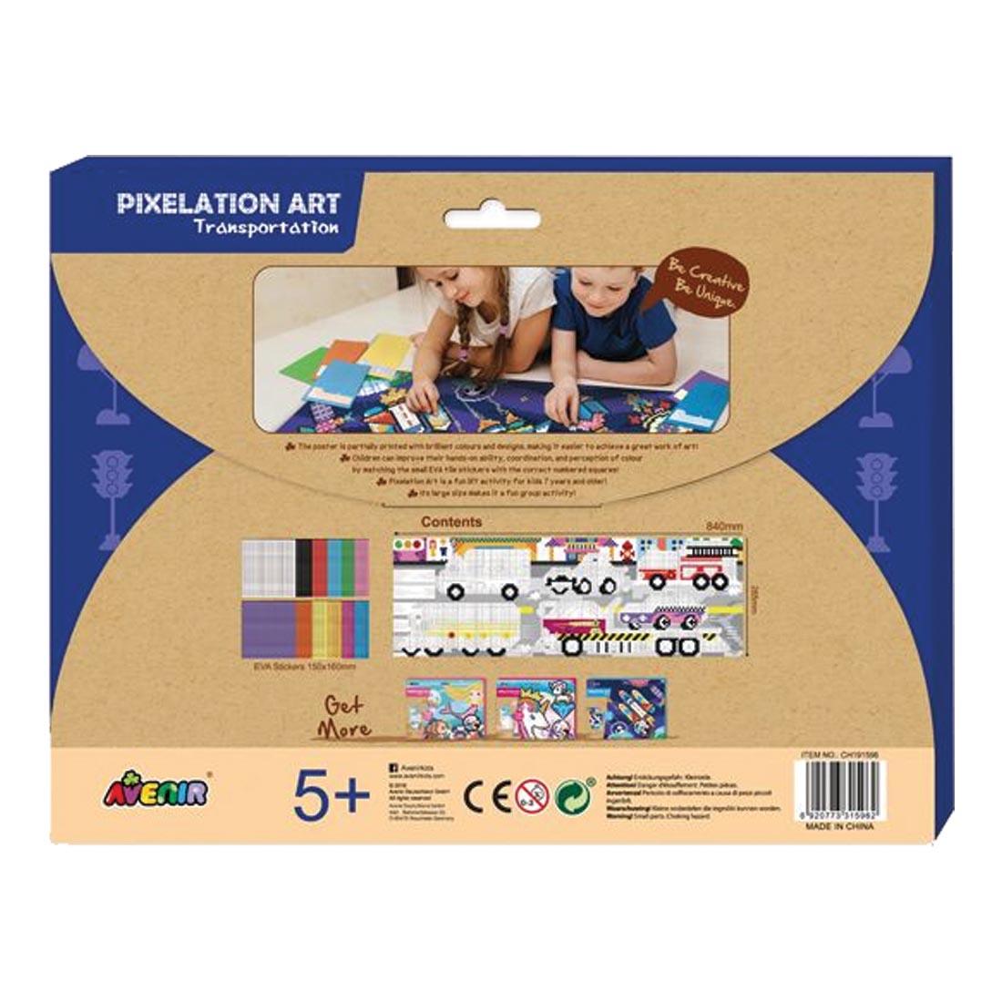 Back of Package of Pixelation Art Transportation by Avenir