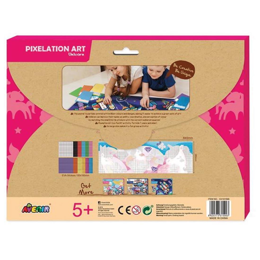 Back of Package of Pixelation Art Unicorn by Avenir