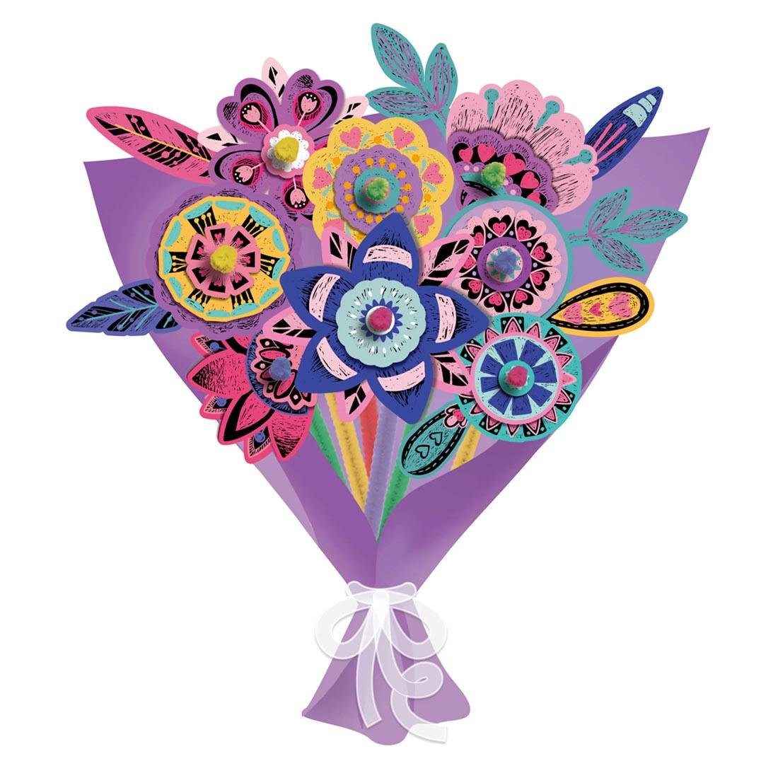 completed example of Scratch Flower Bouquet