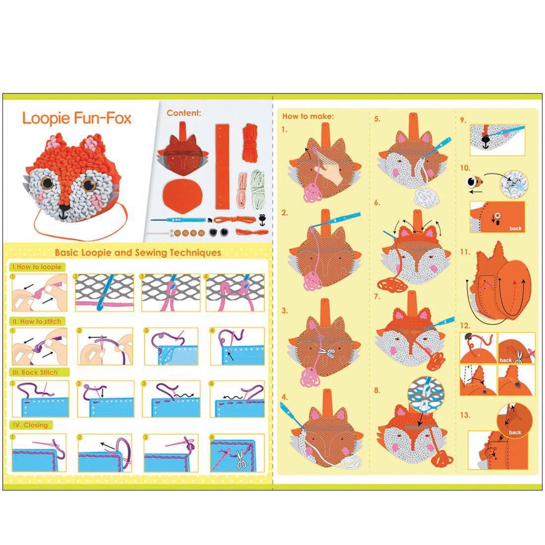 step-by-step directions for Fox Loopie Fun My First Plush Bag By Avenir