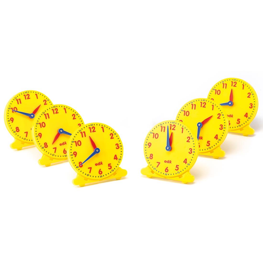 Set of Six 12-Hour Student Clocks by Didax