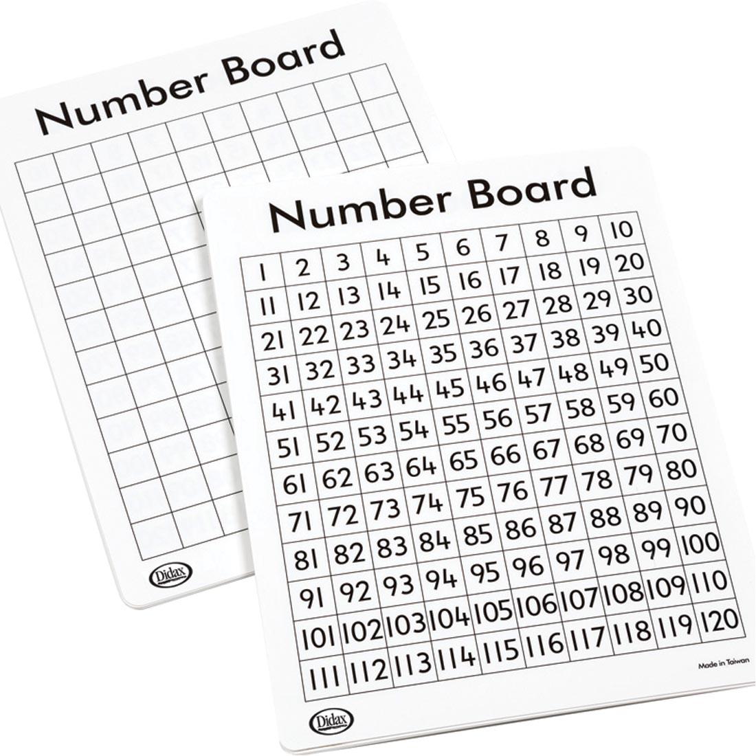 Front and Back Sides of a Write-On/Wipe-Off 120 Number Mat by Didax