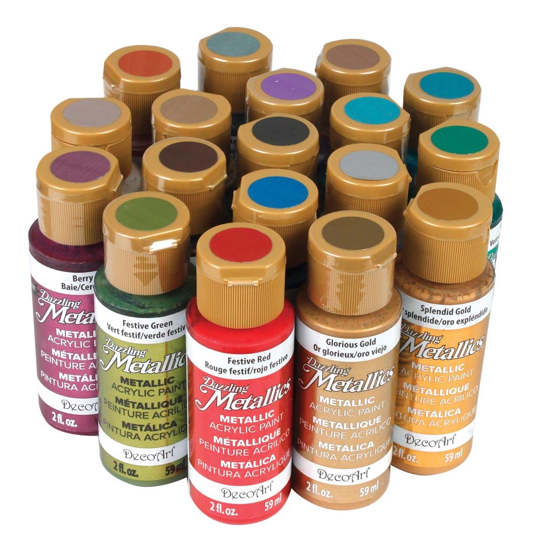 Americana Acrylic Paint Dazzling Metallics 18-Bottle Set