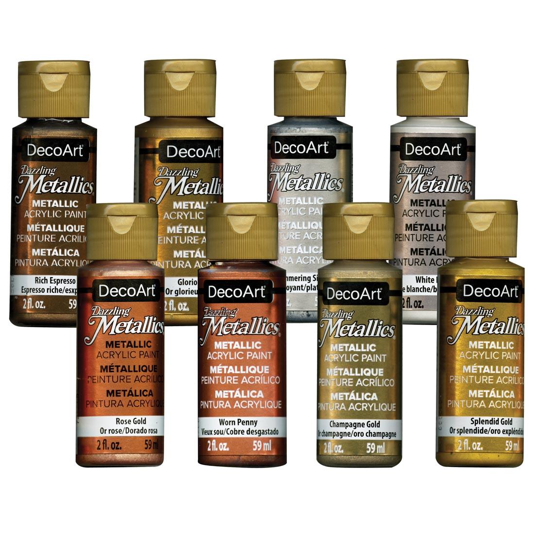 DecoArt Dazzling Metallics Acrylic Paint 8-Bottle Set