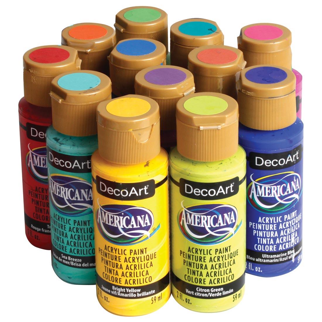 Americana Bright Acrylic Paint 12-Bottle Set